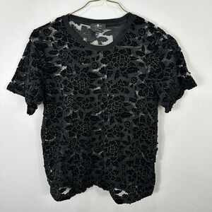 7 For All Mankind Velvet Burnout Floral Top Small Whimsigoth Victorian Romantic